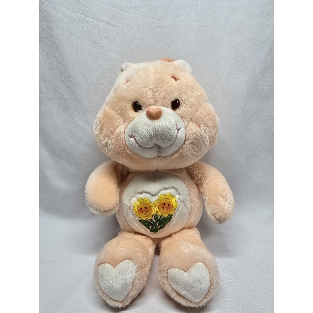 Kenner Care Bears Friend Bear Peach Orange Flowers 13" Plush Vintage 1983 80's